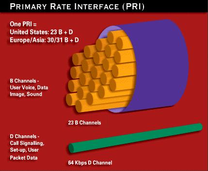 structure gross bit rate) Primary Rate Interface (PRI):