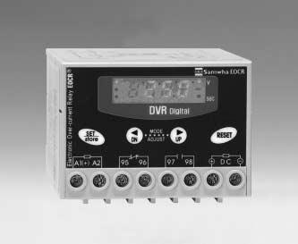 DVR 디지털 DC 전압계전기 MCU(Microprocessor Control Unit) 내장 Real Time Processing / Higher Precision 직류모터 / 직류기기보호 과전압 / 부족전압분리설정 선로전압표시기능 ( 표시창 ) Digital 설정 / 동작원인 DATA Digital 표시 ( 표시창 ) 최종 Trip 원인 3 회기억