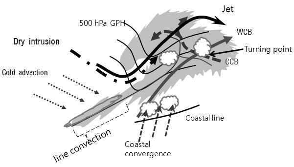 호우사례분석을위한개념모델구성에위성영상과위성자료의활용연구 Table 2. Components of conveyor belt model and its identifiers in satellite image.