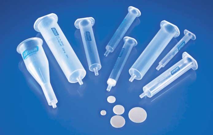 SPE Bulk Packings and Tube Components Extract-Clean Reservoirs and Frits Extract-Clean Caps and Adaptors 4922 5952 Extract-Clean Reservoir는 Polypropylene 재질의공컬럼과 Male luer 배출구로되어있다.