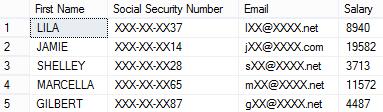 COLUMN [Email] ADD MASKED WITH (FUNCTION = EMAIL() ) ALTER TABLE [Employee] ALTER COLUMN [Salary] ADD MASKED WITH (FUNCTION =