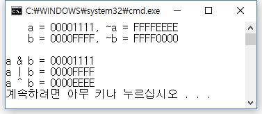 예제 1-21 : 비트논리연산자 #include <stdio.