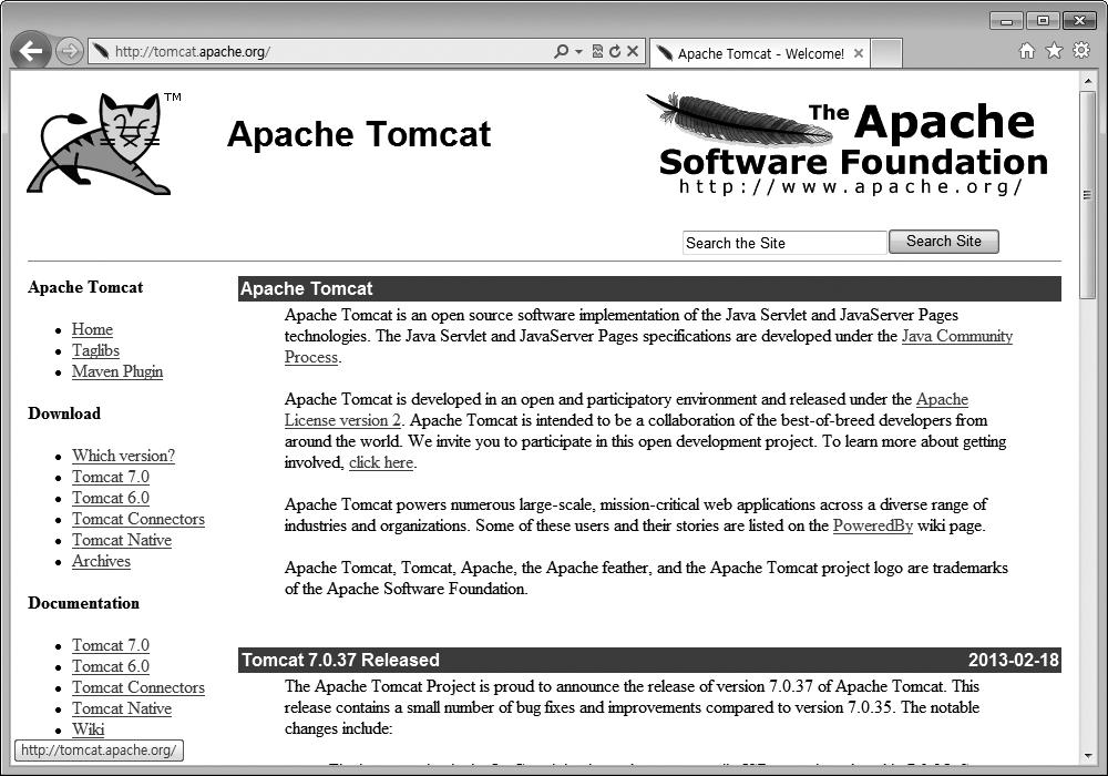 B.5 톰캣설치톰캣 tomcat 은아파치 Apache 재단에서제공하는자바기반의 JSP/ 서블릿컨테이너중하나로, 사용자에게 JSP 요청을받으면서블릿으로바꾸어실행하는역할을한다. 일반적으로는톰캣과아파치웹서버의조합으로사용되지만이책에서는톰캣자체의기본적인웹서버만가지고실습을진행한다. 톰캣을설치하기위한시스템요구사항은다음과같다.