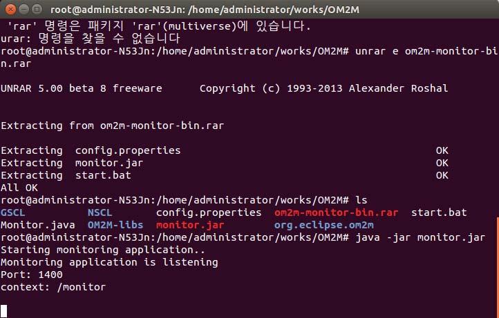 9 Subscribe to MY_SENSOR data OM2M project 웹사이트에서제공하는 Monitor server sample을다운받아서사용을한다.
