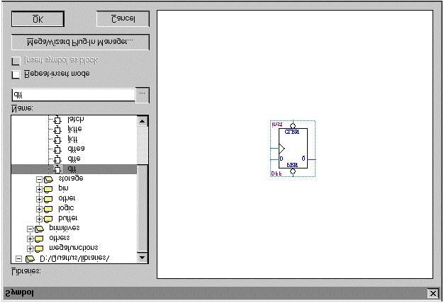 As an alternative to steps 2 and 3, you can simply type dff in the Name box 4 OK DFF symbol 5 DFF Block Editor 6 filtrefbdf DFFE Symbol 1 ~5 5 Enter a Megafunction Symbol Symbol lpm_mult megafunction