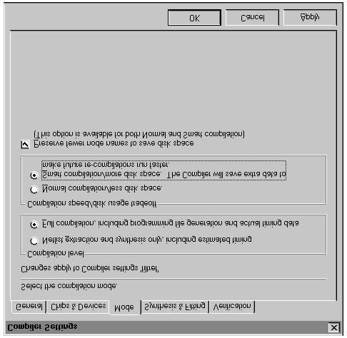 7 Apply 3 Specify the Compiler Mode Compiler Settings Mode,,, 1 Compiler Settings dialog box Mode