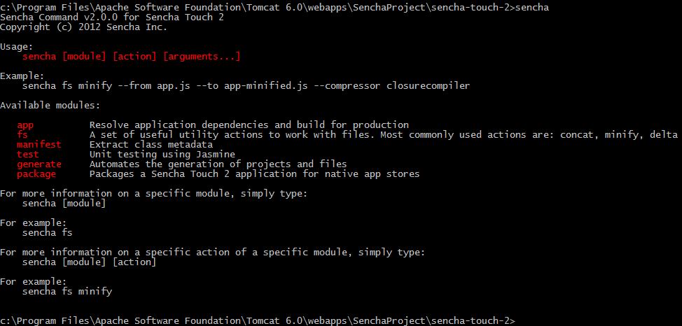 C:\Program Files\Apache Software Foundation\Tomcat 6.0\webapps\SenchaProject 으로이동하여보면, 압축파일을풀어놓은 sencha-touch-2 폴더가있을것이다.