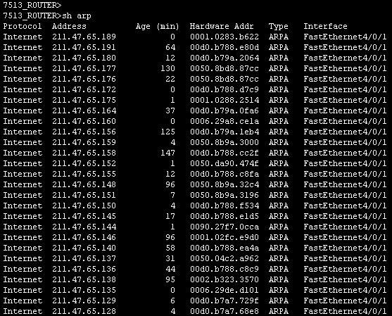 # clear arp-cache ; arp cache clear # conf t