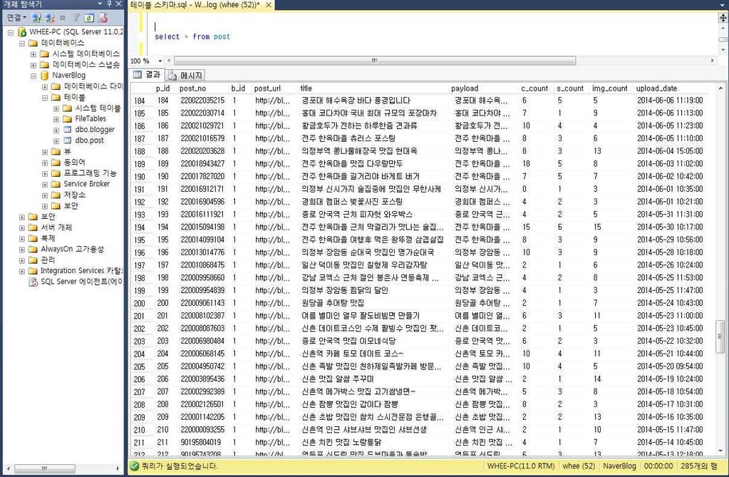 6. DBMS 크롤러가수집한자료들이