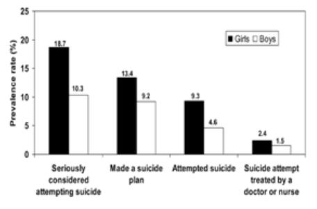 OECD 국가아동 청소년남녀자살률 ( 만 15~19 세, 1990~2007) 심각하게자살시도고려 자살계획수립 자살시도 병원에온자살시도 한국청소년자살률 (15~19 세, 2001~2010) 고의적자해 ( 자살 ) 계 15-19 세 고의적자해 ( 자살 ) 여자 15-19 세 고의적자해 ( 자살 ) 남자 15-19 세 5.8 5.3 4.