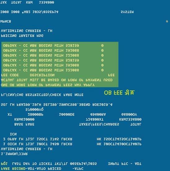 2) OB FEE 정보가포함된 PQ RECORD OB FEE 는대표적으로 LH 항공이지불수단중카드결제에대해지불하는수수료이다.