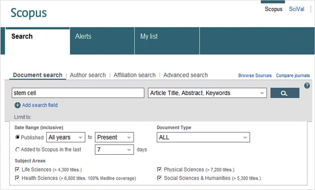 Main Page 5 6 7 Scopus 메뉴 Search: 논문, 저자, 기관, 상세검색 Alerts: 개인계정으로로그인후이용가능한서비스로새로운자료에대한개인별알림서비스기능 My List: