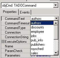 cmdstoredproc일때는저장프로시저들의리스트를보여준다. 앞으로 CommandType 속성에서자세히알아보겠지만이값중에 cmdtabledirect와 cmdfile는될수있으면 Command 객체와함께사용하지말기를추천한다.