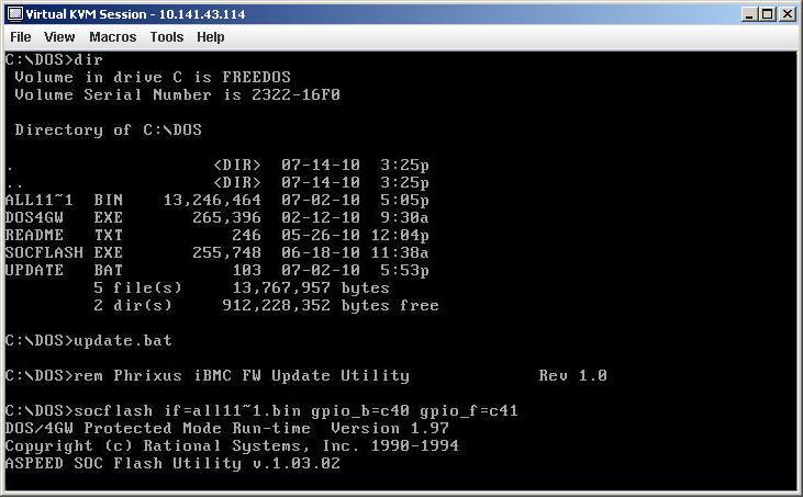 3. 시스템을 DOS 로부팅하고 DOS 에서 update.
