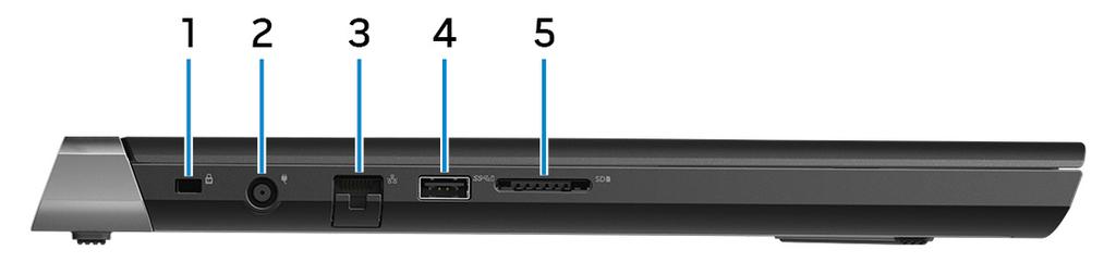 왼쪽 1 보안케이블슬롯 (Noble 잠금장치 ) 태블릿의도난을방지하는보안케이블을연결합니다. 2 전원어댑터포트 컴퓨터에전원을제공하고배터리를충전하기위해전원어댑터를연결합니다. 3 네트워크포트 </Z2> 4 PowerShare 를사용하는 USB 3.1 Gen 1 포트 외부스토리지장치및프린터와같은주변장치를연결합니다. 최대 5Gbsps 의데이터전송속도를제공합니다.
