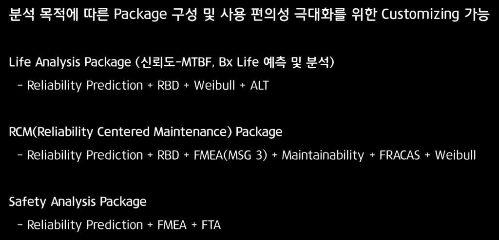 PTC Windchill Quality Solutions 고객맞춤형 PKG 제공 분석목적에따른 Package