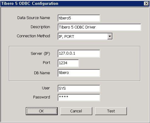 TIBERO5 ODBC Driver에서는 IP와 PORT로접속하는방식과 tbdsn.tbr 파일에설정된 SID로접속하는방식두가지를제공한다.