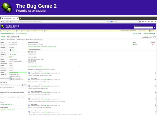 II. 테스트대상소개 1. The Bug Genie 소개 The Bug Genie Bug Tracking OS (Linux, Windows Mac OS X ).