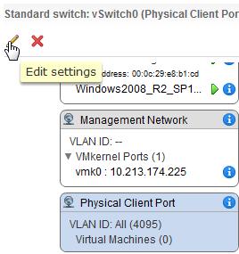 2 Virtual IPS Sensor 배포 Virtual Sensor 배포 j 스위치포트그룹을선택했으면스위치포트그룹에대해 [ 설정편집 ] 아이콘을클릭합니다.