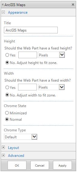 SharePoint 권한레벨에대한자세한내용은 SharePoint 2013 의사용자권한및권한레벨을참고하세요. ArcGIS Maps Web Part 는편집모드인경우에만변경사항을저장할수있습니다. 여기에는로그인, 레이어추가 / 제거등이포함됩니다. 자격증명은현재브라우저세션동안에만유지됩니다.