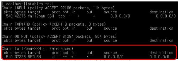 접속실패 (password 인증실패 ) host 의 ip : 10.0.0.2 참조 : http://www.fail2ban.org/wiki/index.php/manual ucloud server root 로그인제한방법 서비스개요 Linux 가설치된후에는 default 로시스템관리자인 root 사용자계정만존재하고있습니다.