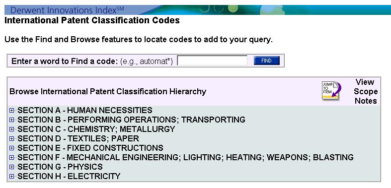 분류코드 (IPC Codes, Derwent Class Codes, Derwent Manual Codes)