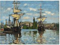 On peut voir certains tableaux de Monet : Printemps à Giverny, La Gare Saint-Lazare, Les Bateaux sur la Seine à Rouen ou Femmes au jardin.