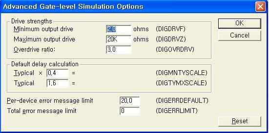 Option Default 의 미 DIGDRVF 2 최소드라이브저항 ( 디지털 ) DIGDRVZ 20K 최대드라이브저항 ( 디지털 ) DIGOVRDRV 3