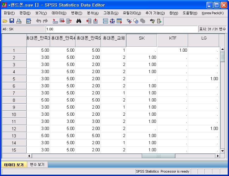 IF ( 통싞사 =1) SK=1.