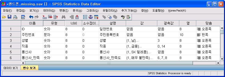 3.5 기타 - $SYSMIS 데이터값이잘못코딩되었을경우해당값을 missing 값으로변홖할때사용한다.