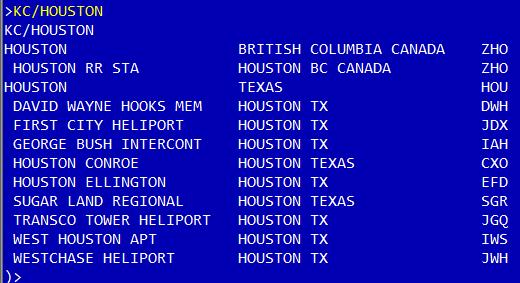 5. AVAILABILITY 1 AIRLINE / CITY CODE HELP ENCODE HELP DECODE 1) ENCODE 기본지시어 KC / HOUSTON KC : 도시코드조회지시어 ( Kindly Code ) / : 구분기호