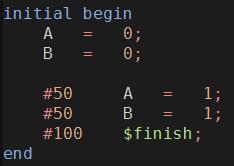 Test Program 작성방법 Initial / fork~join Initial 문 문장블록을처음부터끝까지한번만순차적
