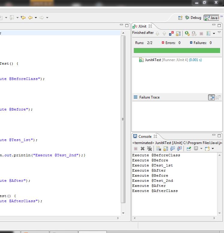 JUnit Example 2 Example of Executing