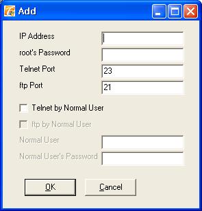 9. Add : Agent 를설치할관리대상서버를추가합니다. 1 2 3 4 5 6 7 8 1) IP Address : Agent 를설치할관리대상서버의 IP 주소를입력합니다. 2) root s Password : root 의 password 를입력합니다. 3) Telnet Port : 설치시 Telnet 접속을위해사용할 Port 번호를입력합니다.