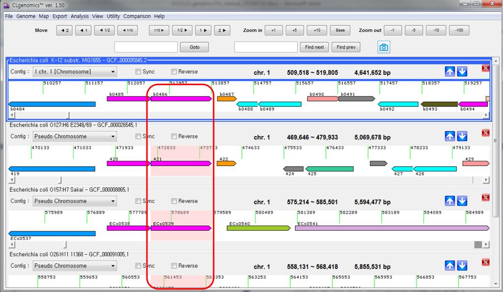 해당 feature의 annotation 정보 및 homolog search 등의 기능을 제공합니다.