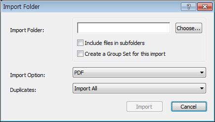 File 메뉴 -> Import - File: 하나의 PDF 파일에서 Reference 생성