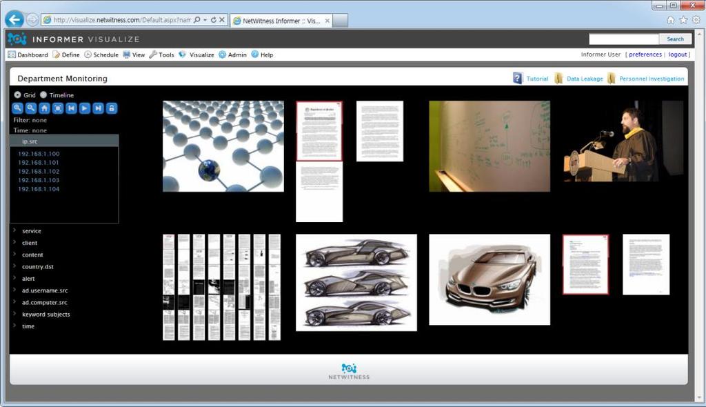 NetWitness Visualize Zoom in 상세정보표시및재생 다양핚 metadata별정렬 (Source