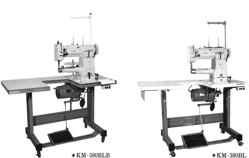 MODEL FOR HEAVY MATERIAL KM-380BL CYLINDER-BED TYPE, 1-NEEDLE UNISON FEED, VERTICAL LARGE HOOK, LOCK-STITCH MACHINE.