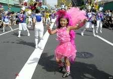 만명의참가하는국제적인축제 브라질의리오카니벌 (Rio Carnival) 에서수상한그룹을초청하여공개 모방으로부터재창조 19 < 그림 > 아사쿠사삼바카니벌의한장면