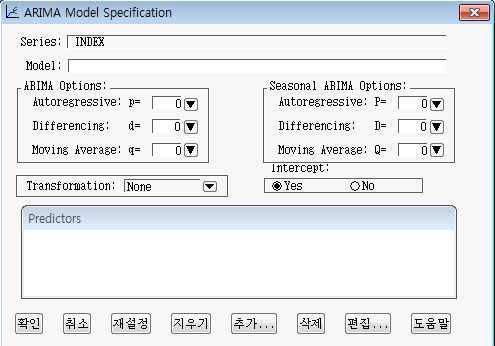 ⅰ) Smoothing Methods Smoothing Method 설명 Simple Smoothing 단순지수평활법 Double <Brown> Smoothing 이중지수평활법 ( 평활상수가하나인경우 ) Seasonal Smoothing 추세가없는 Winters Method Linear <Holt > Smoothing 이모수이중지수평활법