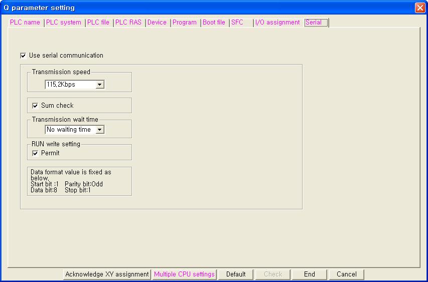 (2) 외부장치설정 MELSEC 시리즈 Ladder Software "GX Developer" 를사용하여아래와같이설정하십시오. 본예제에서설명된내용보다더자세한 설정법은 사용자매뉴얼을참조하십시오. 1.