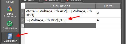 (5-1) R-C 회로에흐르는전류 R-C 회로에흐르는전류 ii 의그래프는저항의단자전압 [Voltage, Ch B (V)] 그래프와식 (1) vv = iiii 로부터유추할수있다. vv 와 ii 는비례하므로그래프형태는동일하다. ( 필요하면다음의 [Calculator] 에서 ii = vv RR RR (RR = 100Ω) 수식을생성한후그래프를작성하여확인할수있다.